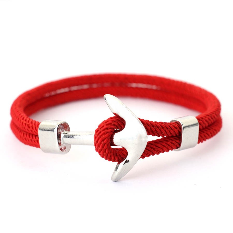 Men’s Red Rope Anchor Bracelet Nautical Charm Casual Sailor Marine Jewelry