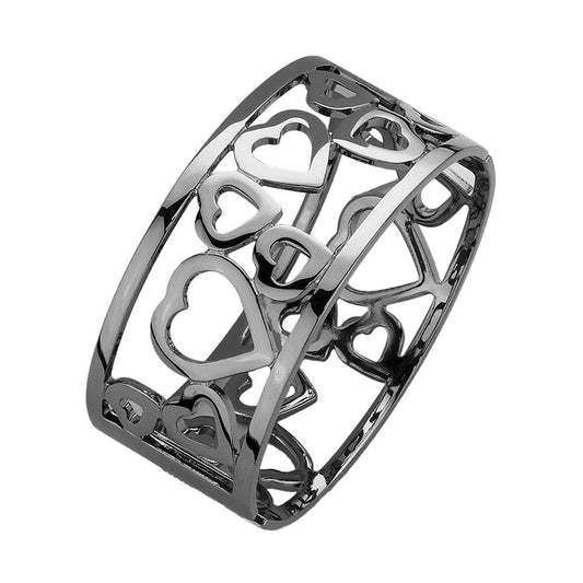 Women's Heart Cluster Hinged Bangle Bracelet Metal Love Charm Jewelry Gift