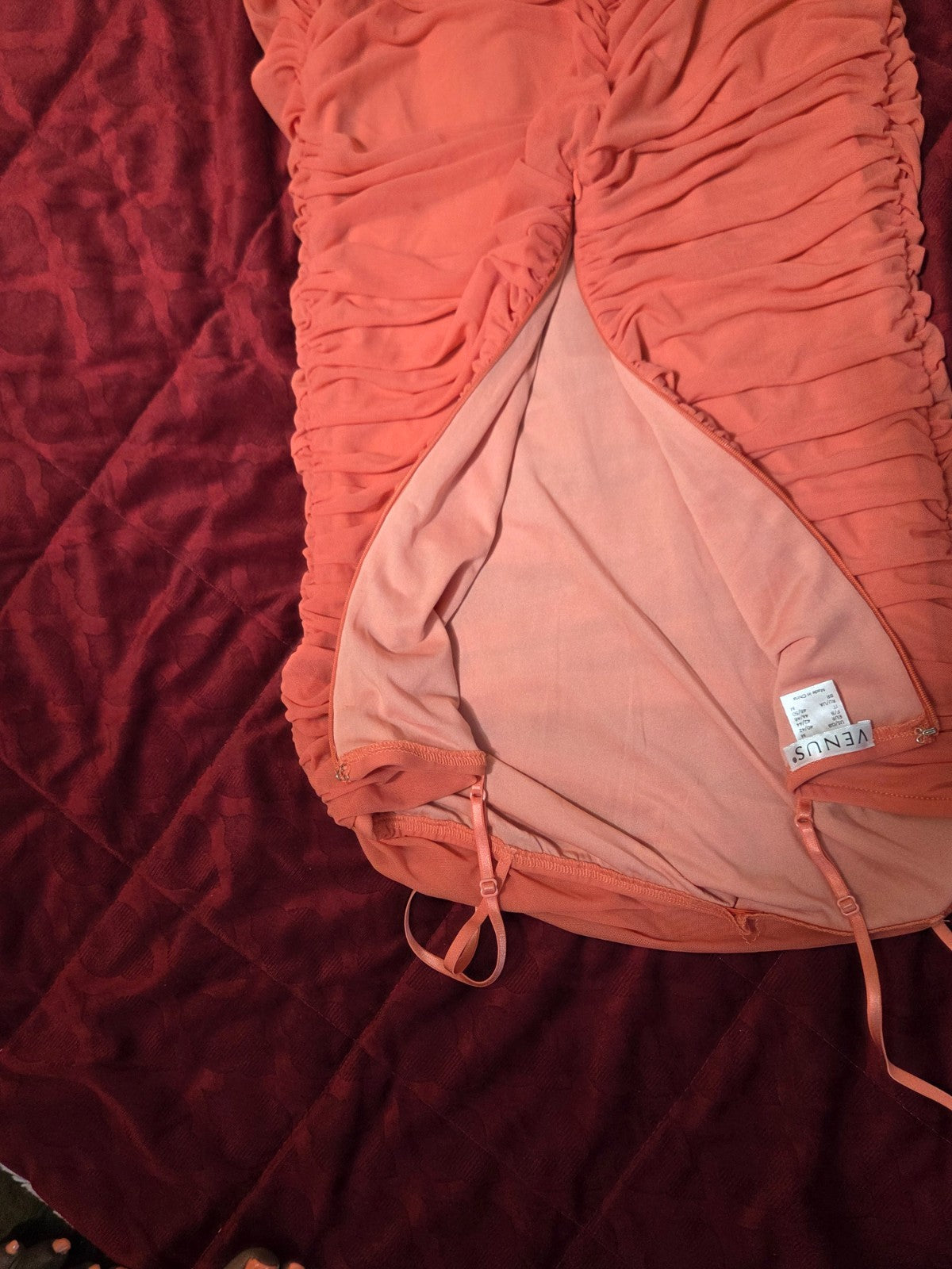 Orange Sleeveless Maxi Dress for Women Cascading Fabric Lined Gown Elegant Wear