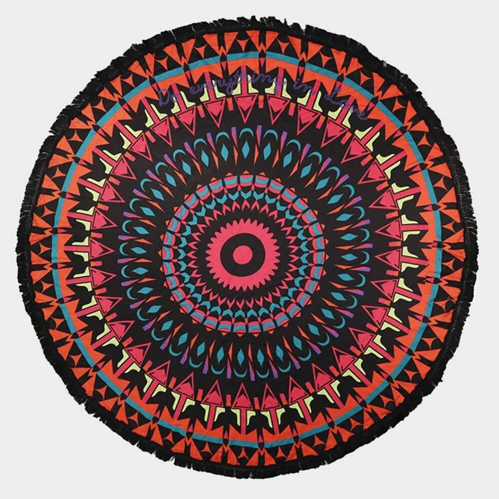 Mandala Print Multi Way Round Beach Throw Towel Boho Blanket Yoga Mat Cover