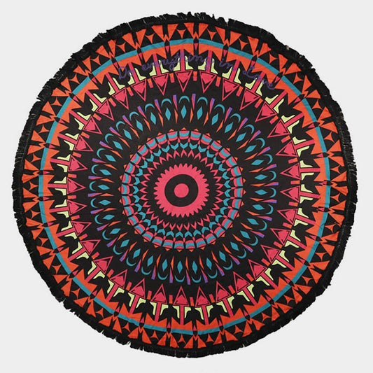 Mandala Print Multi Way Round Beach Throw Towel Boho Blanket Yoga Mat Cover