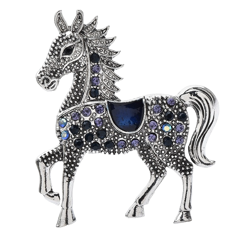 2pcs Vintage Rhinestone Horse Brooch Pin Set Equestrian Animal Jewelry Gift