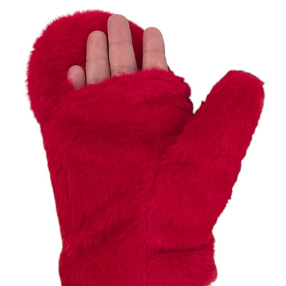 Ultra Soft Ivory Faux Fur Winter Mittens Cozy Plush Cold Weather Gloves