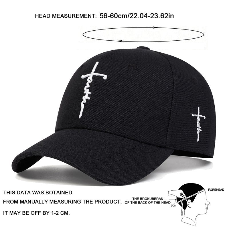 2 Pack Christian Faith Cross Baseball Cap Set Black White Embroidered Hats