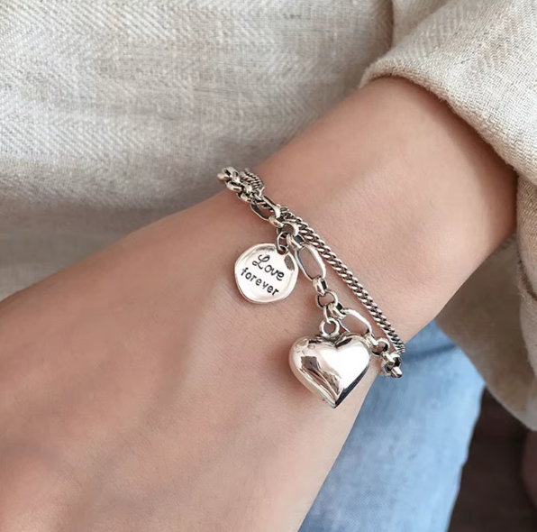 925 Sterling Silver Charms Bracelets For Women Fashion Retro Bracelet Valentine