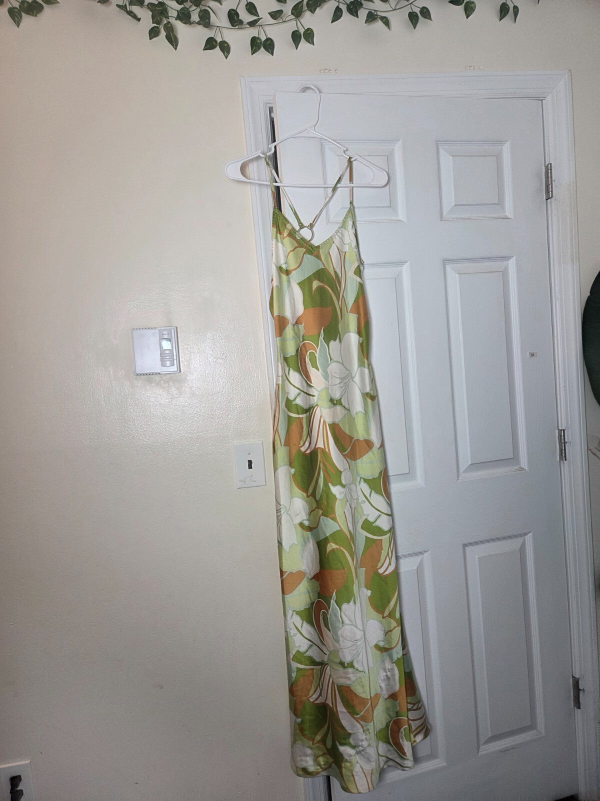Floral Print Strappy Dress with Chain Back Detail | Summer Casual Dress US M