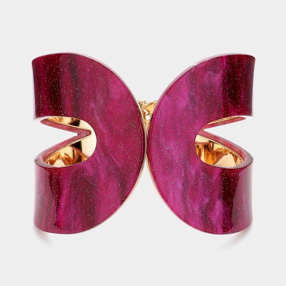 2PC Statement Bracelets | Abstract Leopard & Burgundy Glitter Bangles