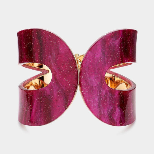 2PC Statement Bracelets | Abstract Leopard & Burgundy Glitter Bangles