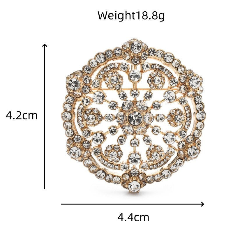 2pcs Vintage Crystal Flower Brooch Pin Set Gold Silver Tone Floral Retro