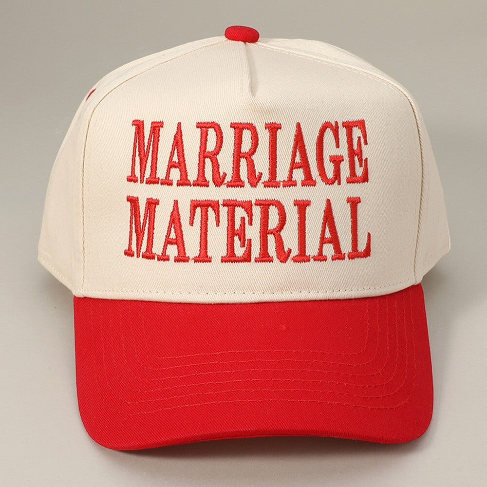 MARRIAGE MATERIAL Embroidered Baseball Cap Adjustable Cotton Hat Unisex