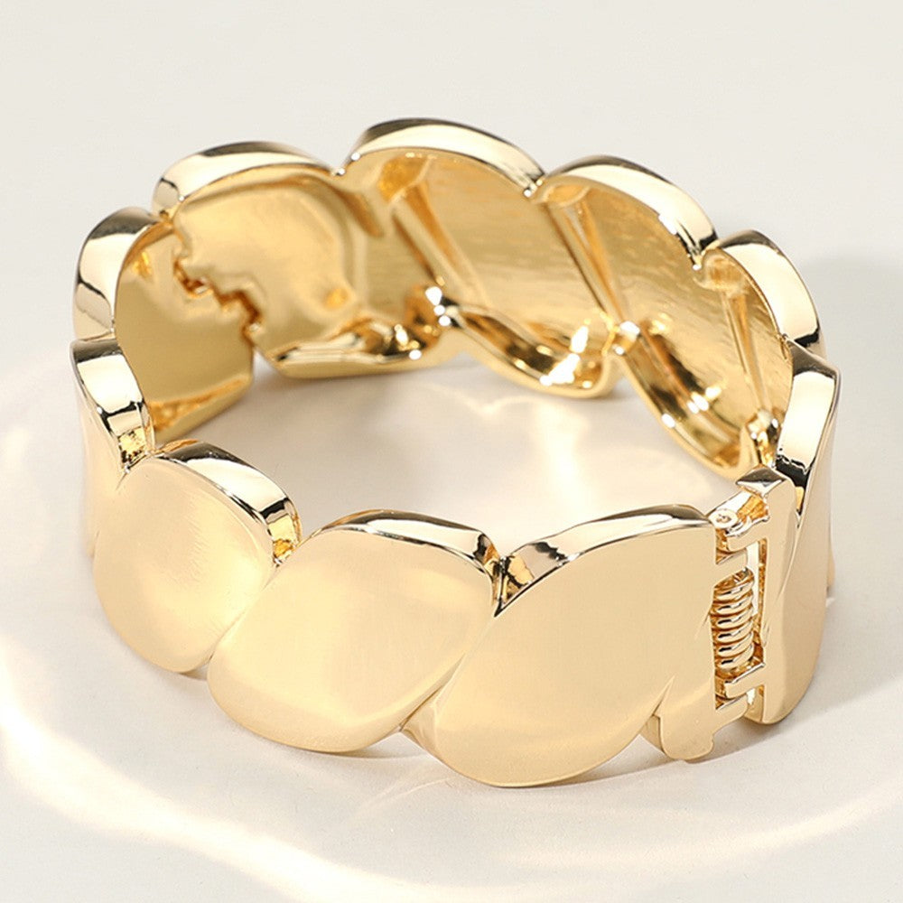 2pcs Metal Oval Link Hinged Bangle Bracelet Gold Silver Statement Jewelry