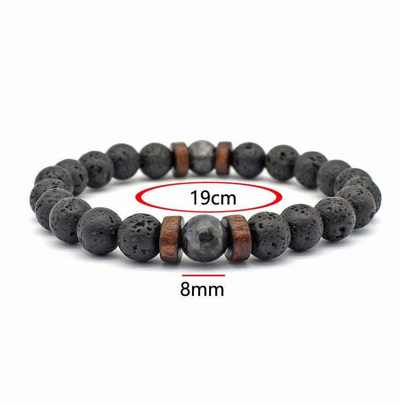 3PCS Men’s Natural Lava Rock Stone Bracelet Set Healing Chakra Beaded Stretch