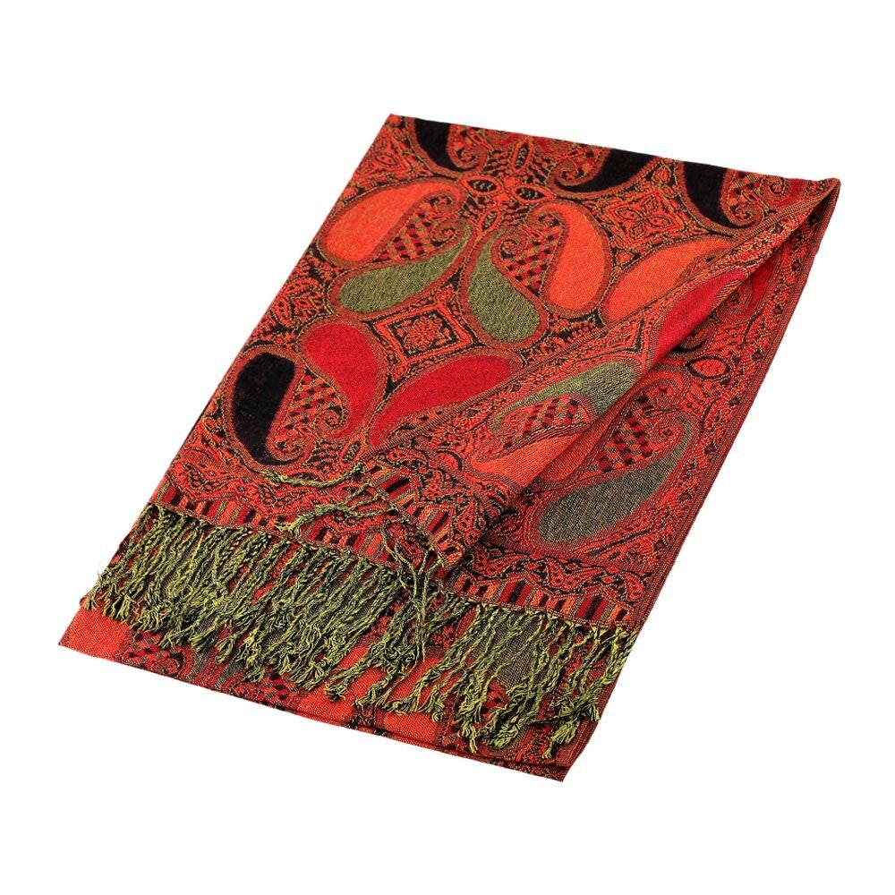 Black Red Pashmina Scarf Shawl Wrap Colorful Flower Printed Floral Scarf Women