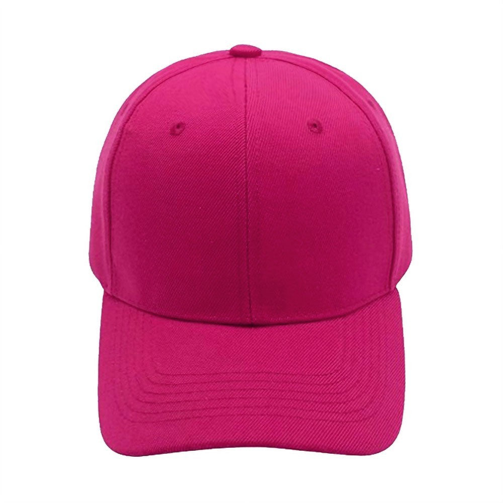 Solid Pink Baseball Cap Curved Brim Adjustable Strap Hat for Men Women