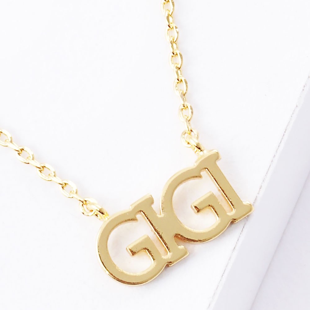 Gold Dipped GIGI Nameplate Lucky Charm Delicate Dainty Pendant Necklace 15.5"