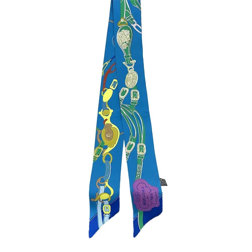 2pcs Brides de Gala Silk Twilly Scarf Set - Colorful Two Piece Skinny Scarf