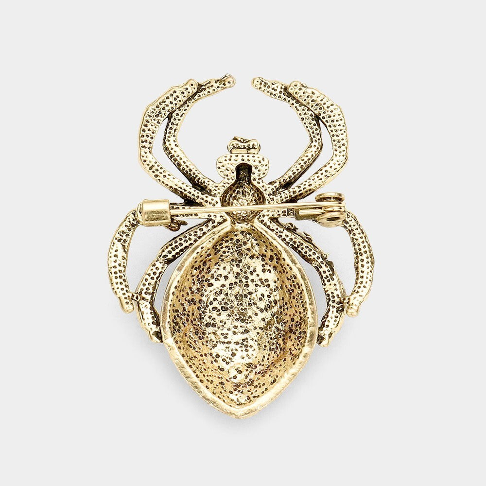 Embellished Spider Brooch Pin Halloween Insect Jewelry for Women Lapel Pins