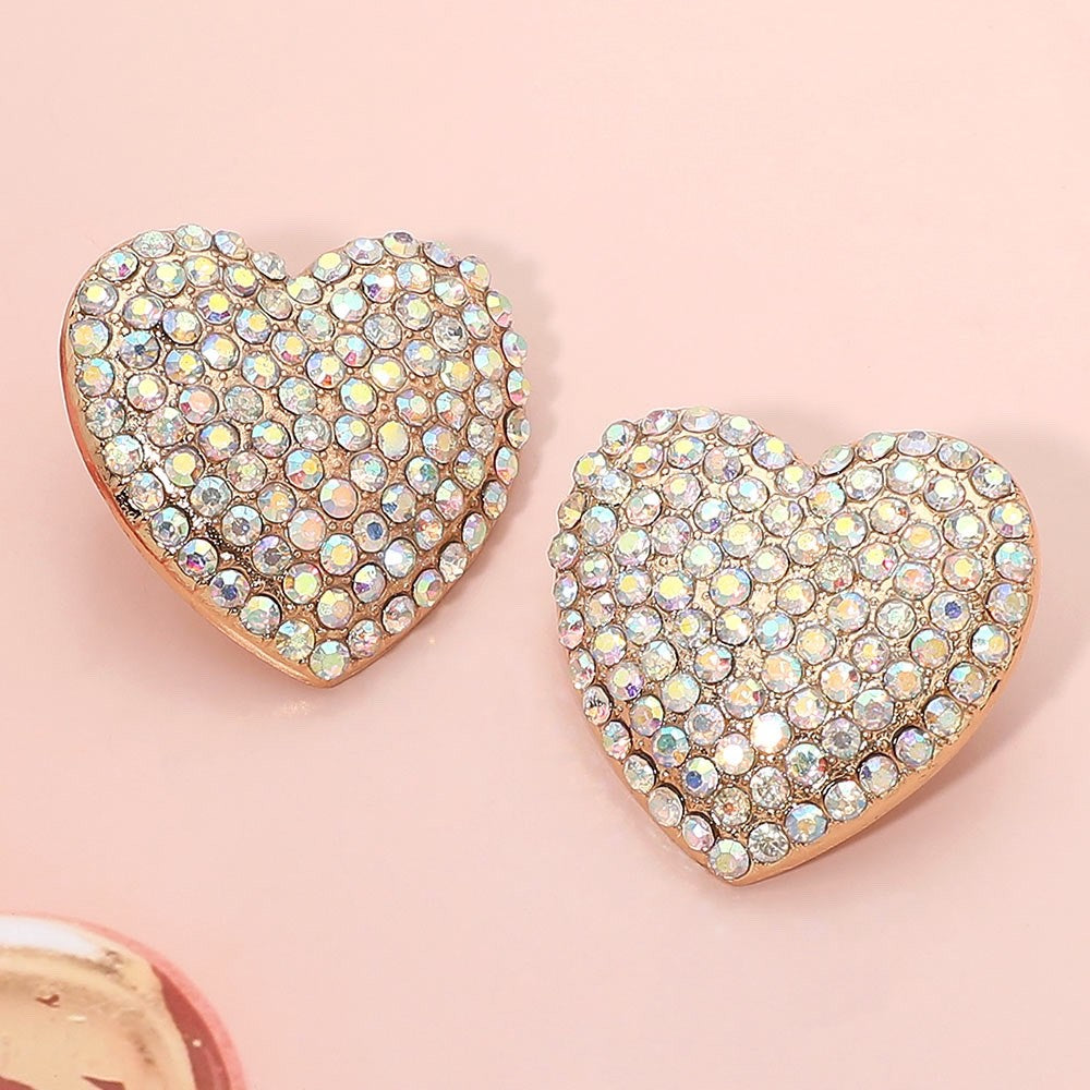Gold Textured Double Open Heart Dangle Earrings Statement Fashion Jewelry