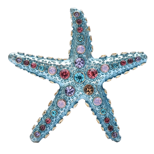 Sparkling Blue Starfish Rhinestone Brooch Pin Sea Ocean Theme Jewelry Gift