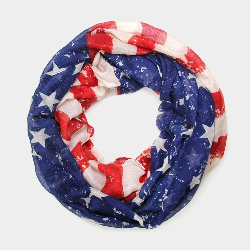 American Flag Infinity Scarf Lightweight Patriotic Loop Wrap for Women Men USA