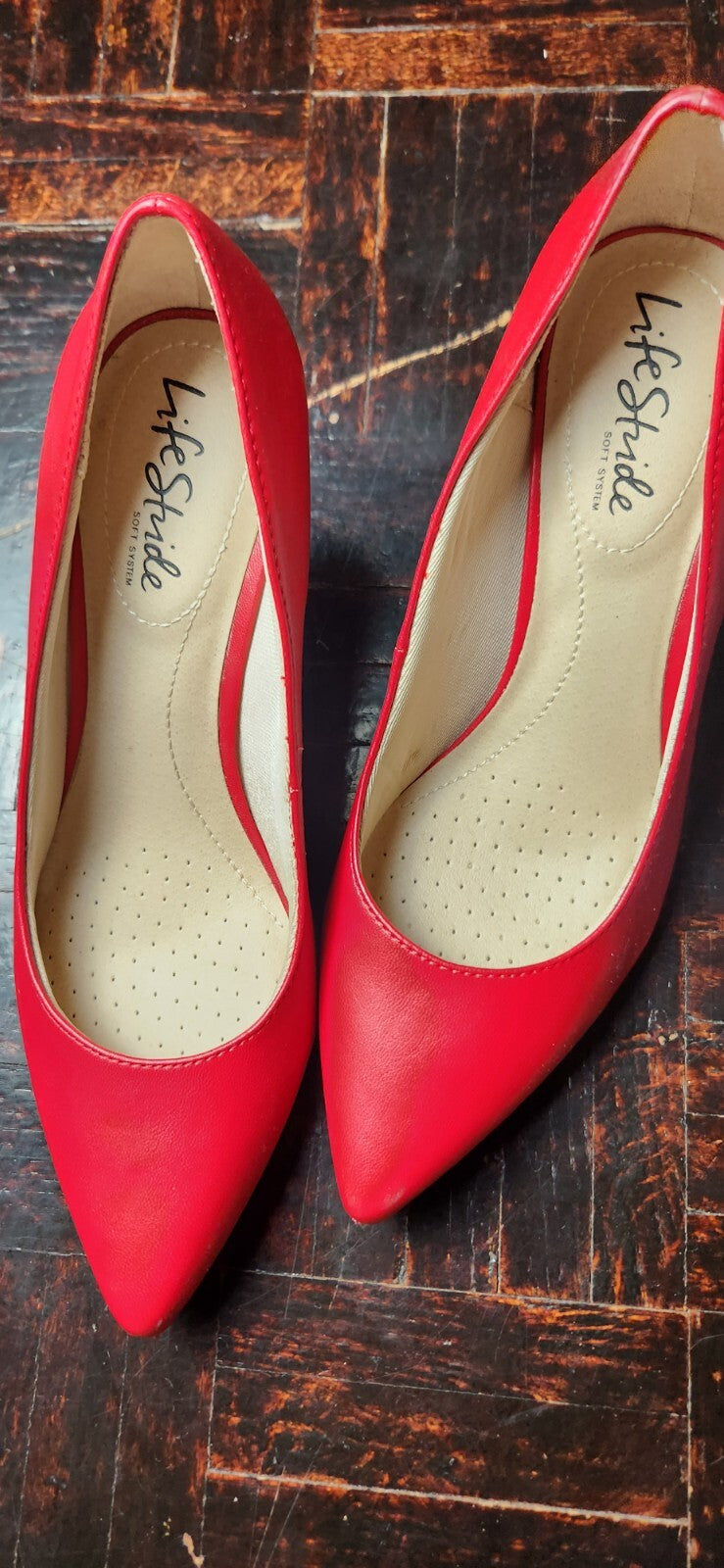 LifeStride Women's Sevyn Pump Heels Red US 6.5 Comfortable Office Wear Shoes