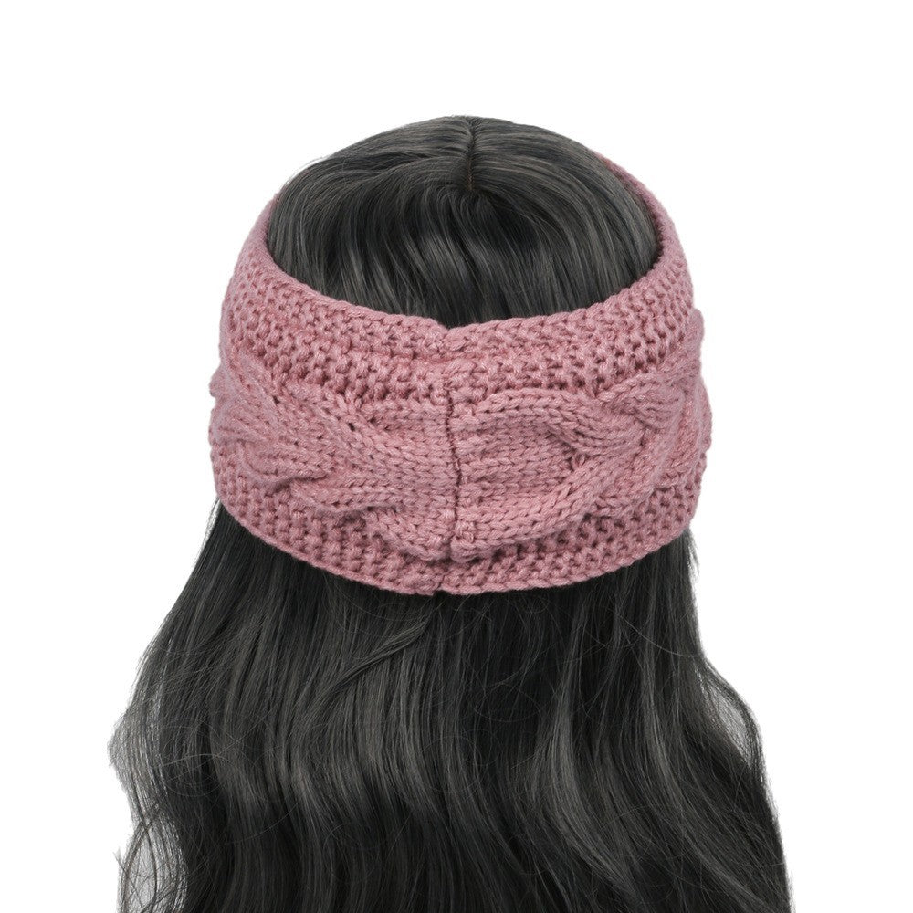 2PCS Cable Knit Headband Ear Warmers Pink Teal Fleece Lined Twisted Winter Set