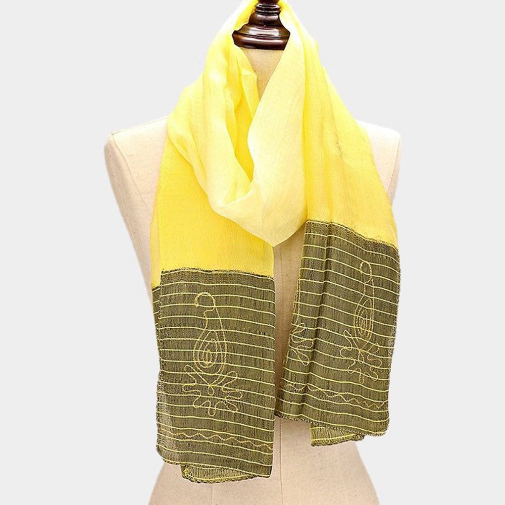 Neon Yellow and Green Color Block Lightweight Summer Scarf Soft Fashion Wrap