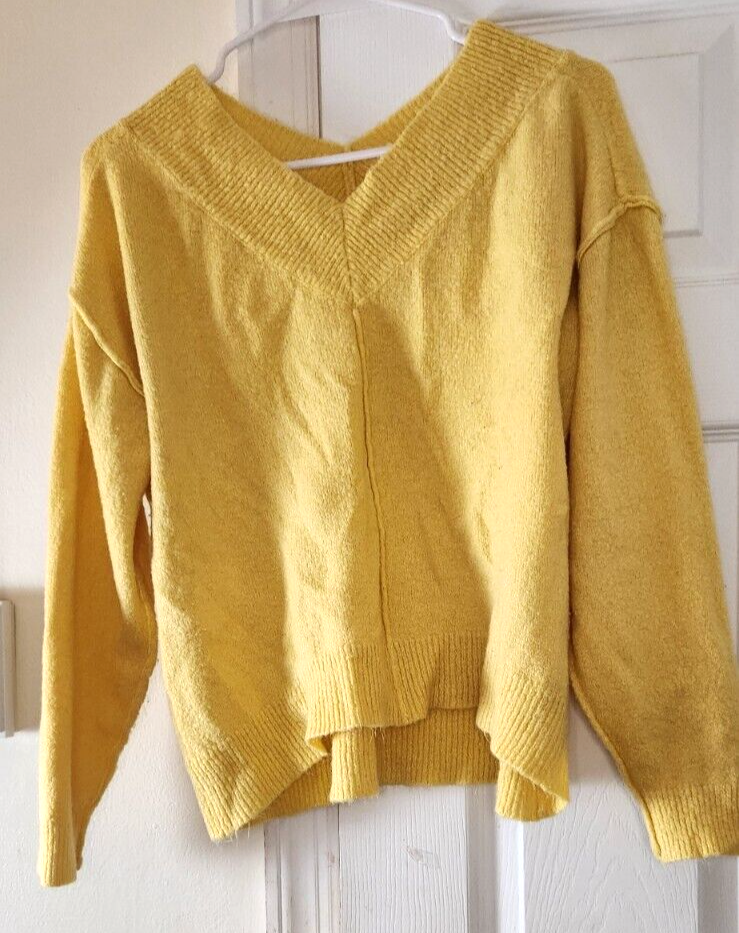 Women V Neck Sweater Soft Knit Pullover Casual Long Sleeve Warm Fall Winter Top