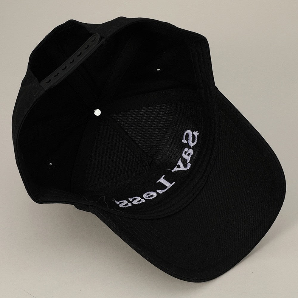 Say Less Embroidered Black Baseball Cap Snapback Hat Adjustable 23 Inch Crown