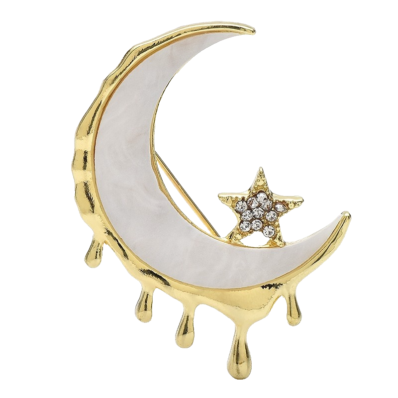 2pcs Melting Moon Star Brooch Pin Celestial Dripping Enamel Jewelry Set