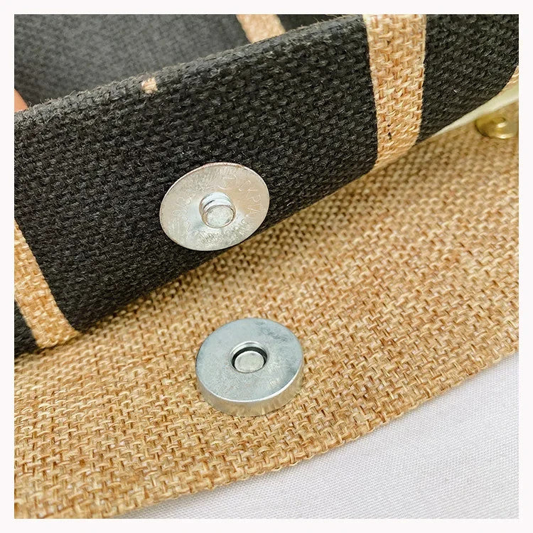 Canvas Stripe Bucket Handbag for Women Large Capacity Casual Tote Shoulder Cross