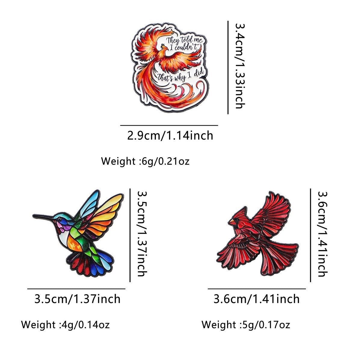 3-Piece Crystal Enamel Bird Brooch Set Colorful Parrot Tropical Lapel Pins