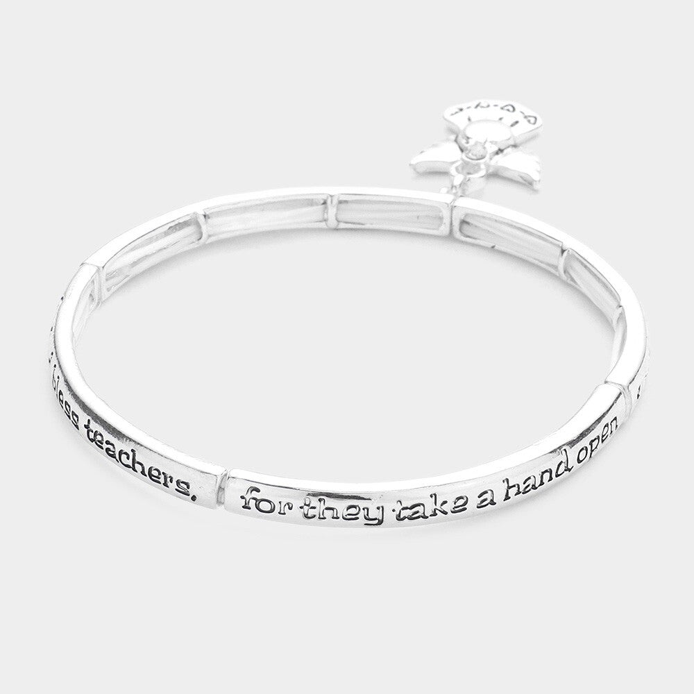 Teacher Appreciation Stretch Bracelet Blessing Message Charm Gift Jewelry