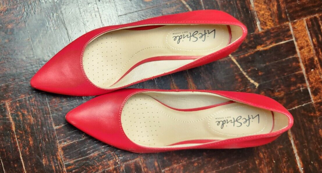 LifeStride Women's Sevyn Pump Heels Red US 6.5 Comfortable Office Wear Shoes