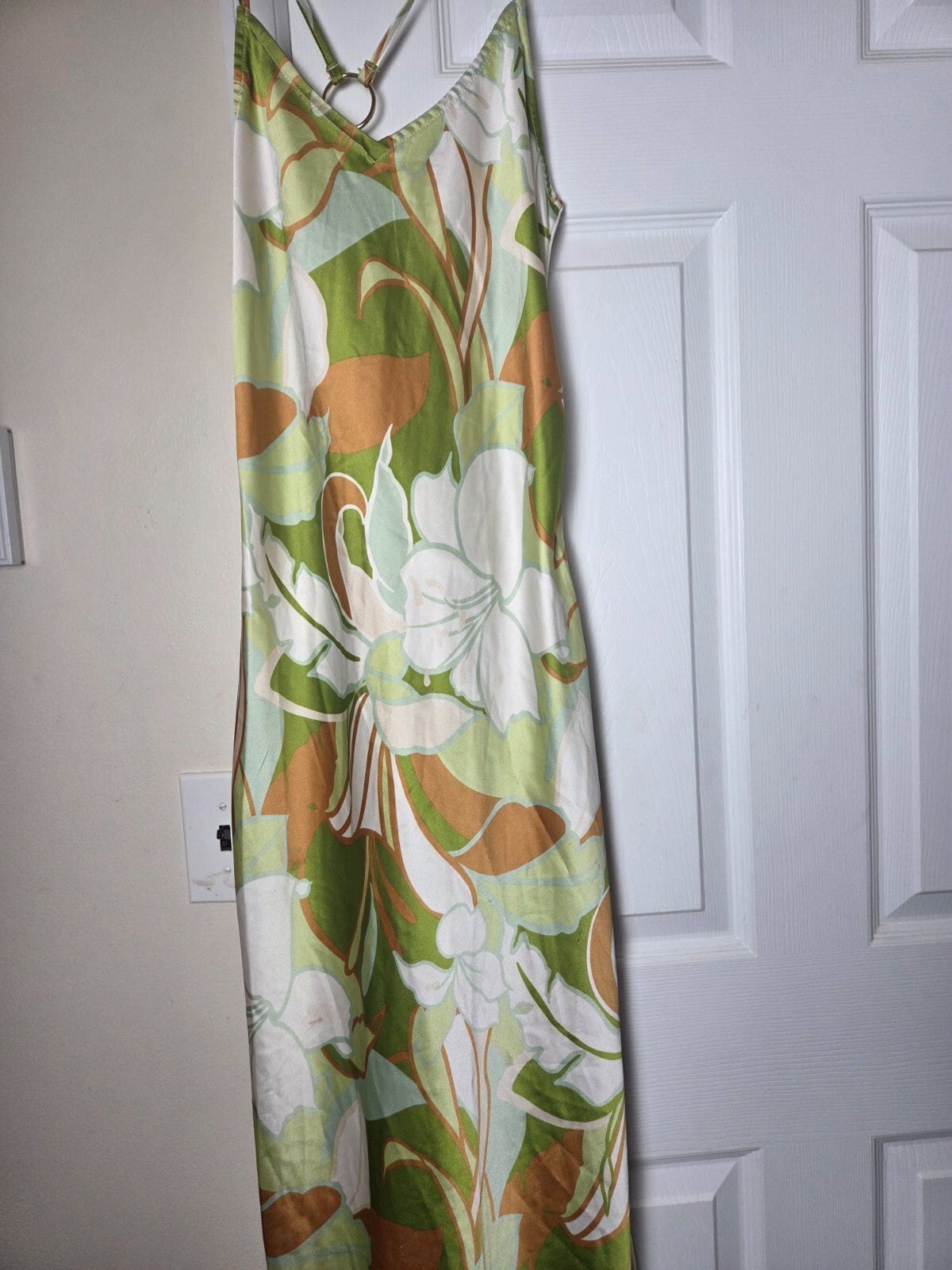 Floral Print Strappy Dress with Chain Back Detail | Summer Casual Dress US M