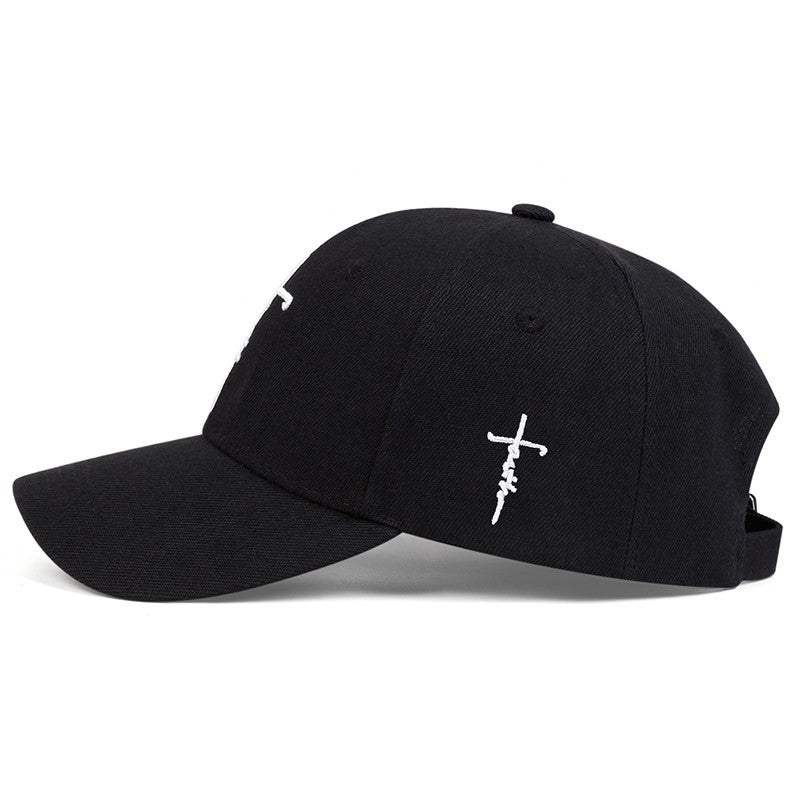 2 Pack Christian Faith Cross Baseball Cap Set Black White Embroidered Hats