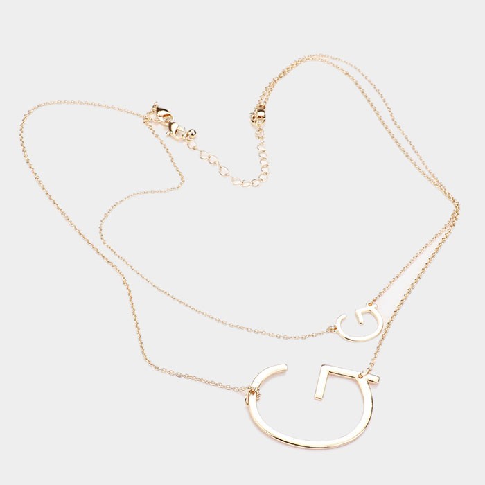 Women's "G" Initial Monogram 2-Row Strand Double Detachable Chain Necklace Gold