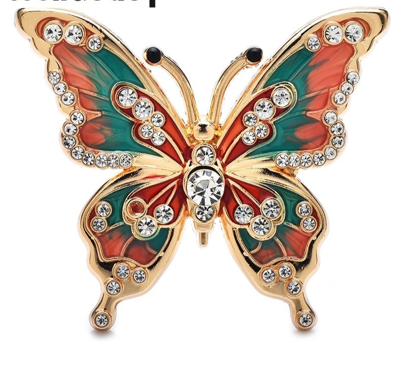 2-Piece Colorful Enamel Rhinestone Butterfly Brooch Set Women Girls Jewelry Pins