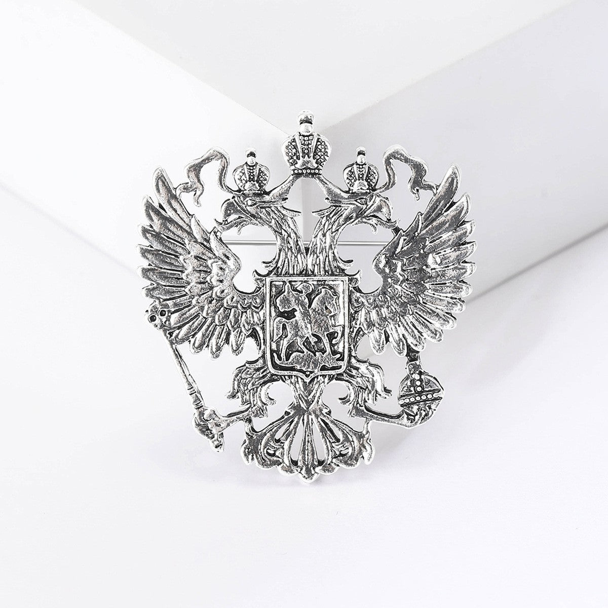 3pcs Black Gold Silver Russian Imperial Eagle Brooch Pin Set Heraldic Gift Set