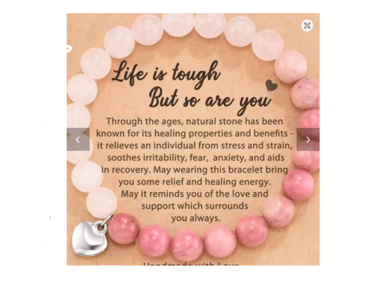 "Life is Tough But So Are You" Crystal Healing Bracelet Gift for Women Jewelry