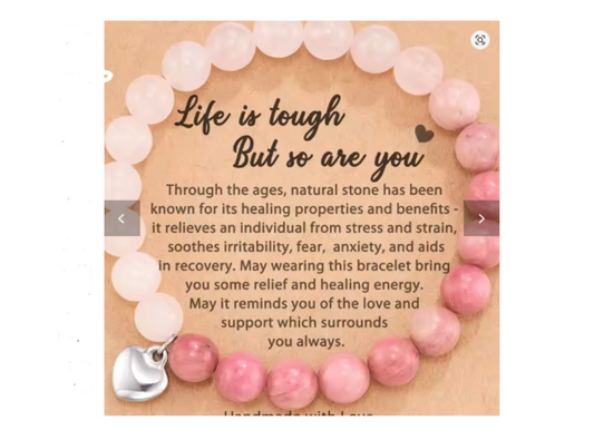"Life is Tough But So Are You" Crystal Healing Bracelet Gift for Women Jewelry