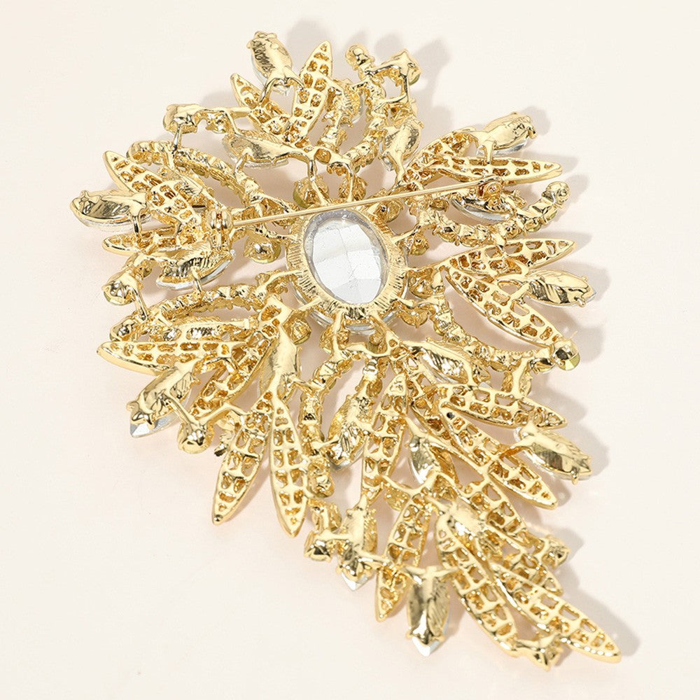 Glass Stone Cluster Embellished Statement Floral Crystals Pin Brooch Multicolor
