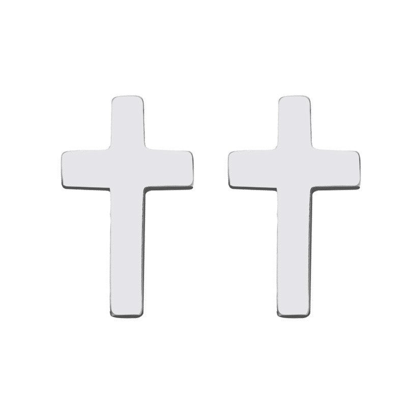 2pcs Minimalist Cross Stud Earrings Set Gold Silver Tone Stainless Steel