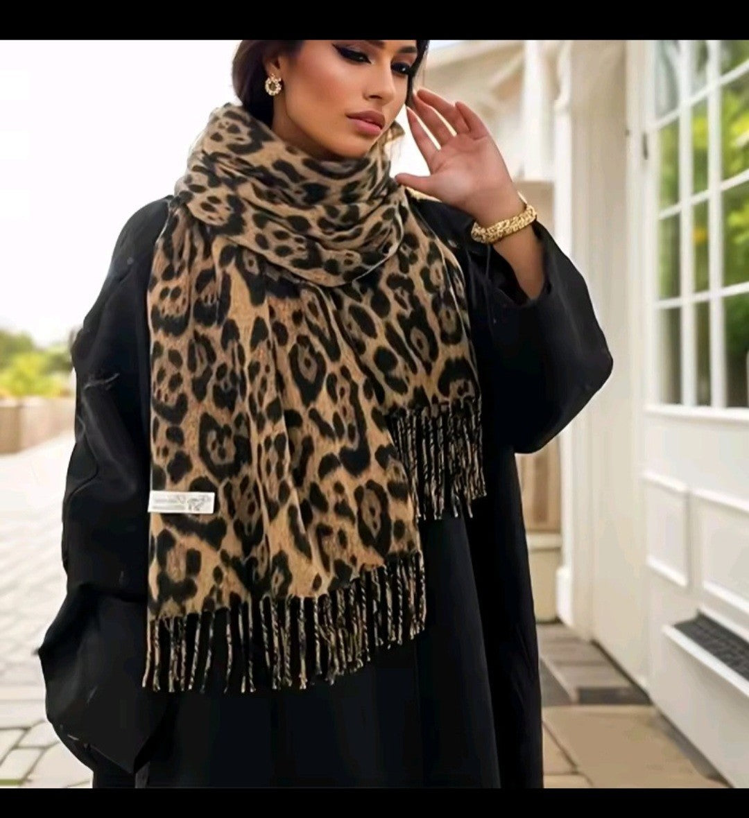 Leopard Print Scarf for Women Oversized Soft Cashmere Feel Wrap Shawl