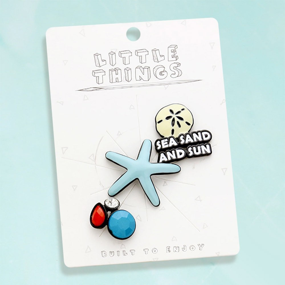 3pc Sea Sand and Sun Beach Enamel Pin Set Starfish Sand Dollar Summer Charms