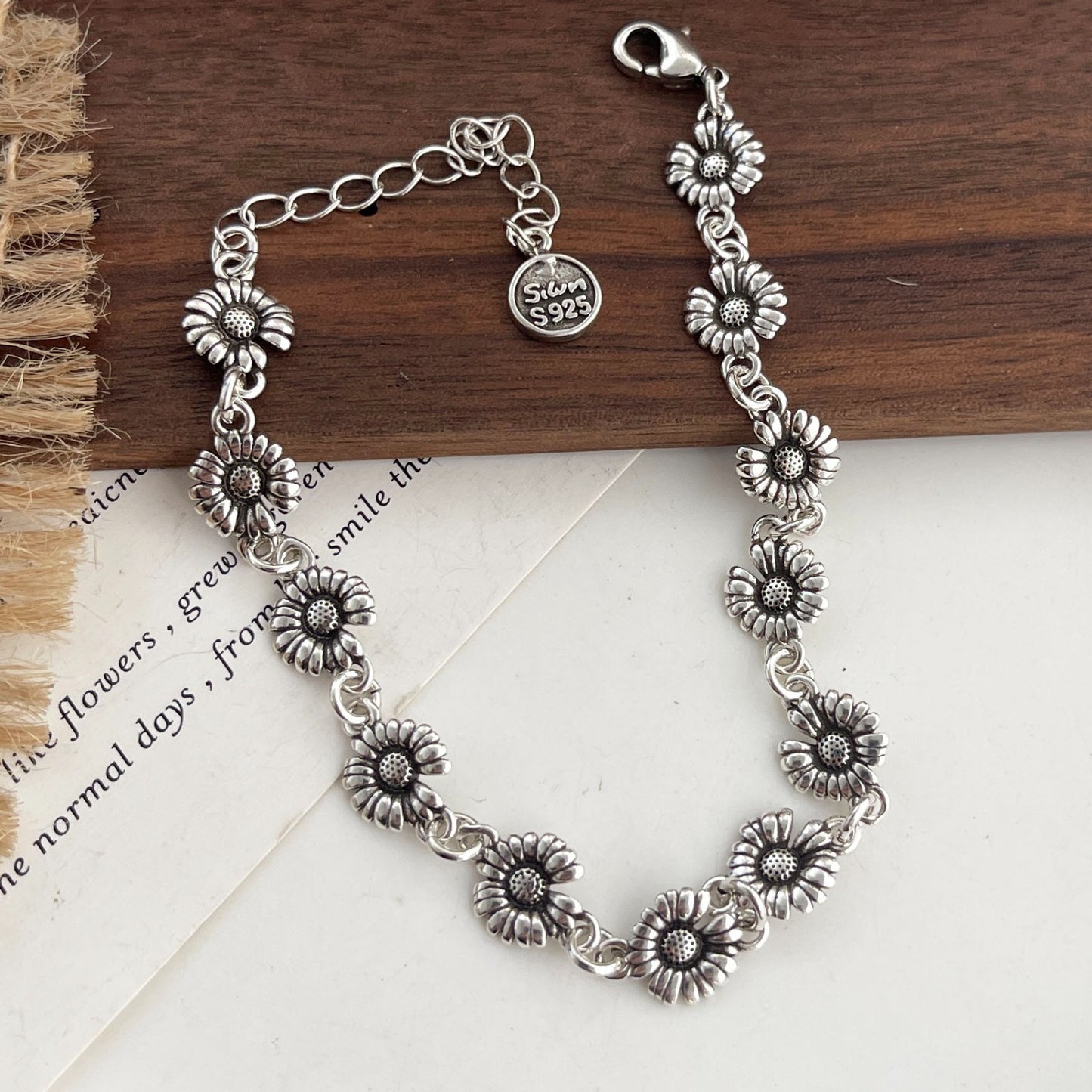 3X Sterling Silver Daisy Charm Bracelet S925 Women's Floral Dainty Jewelry Gift