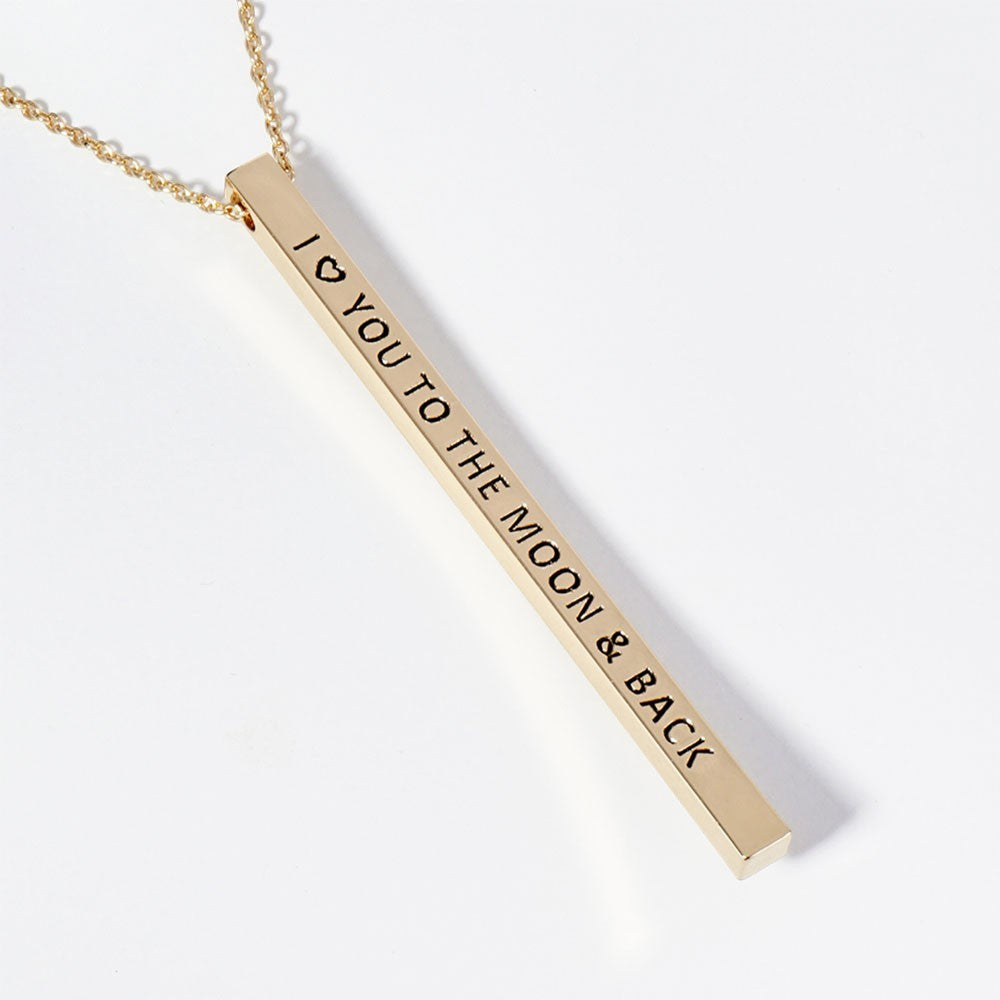 I Love You To The Moon & Back Bar Necklace Set - Gold & Silver Tone Brass Gift