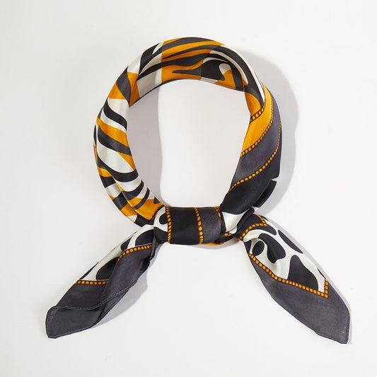 Zebra Leopard Pattern Printed Square Silky Satin Bandana Neck Scarf Polyester