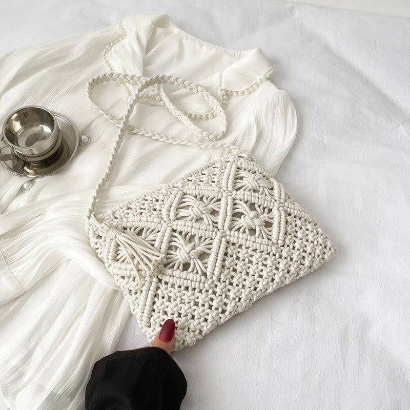 Women’s Summer Straw  Crossbody Bag White Shoulder Beach Bags for Ladies