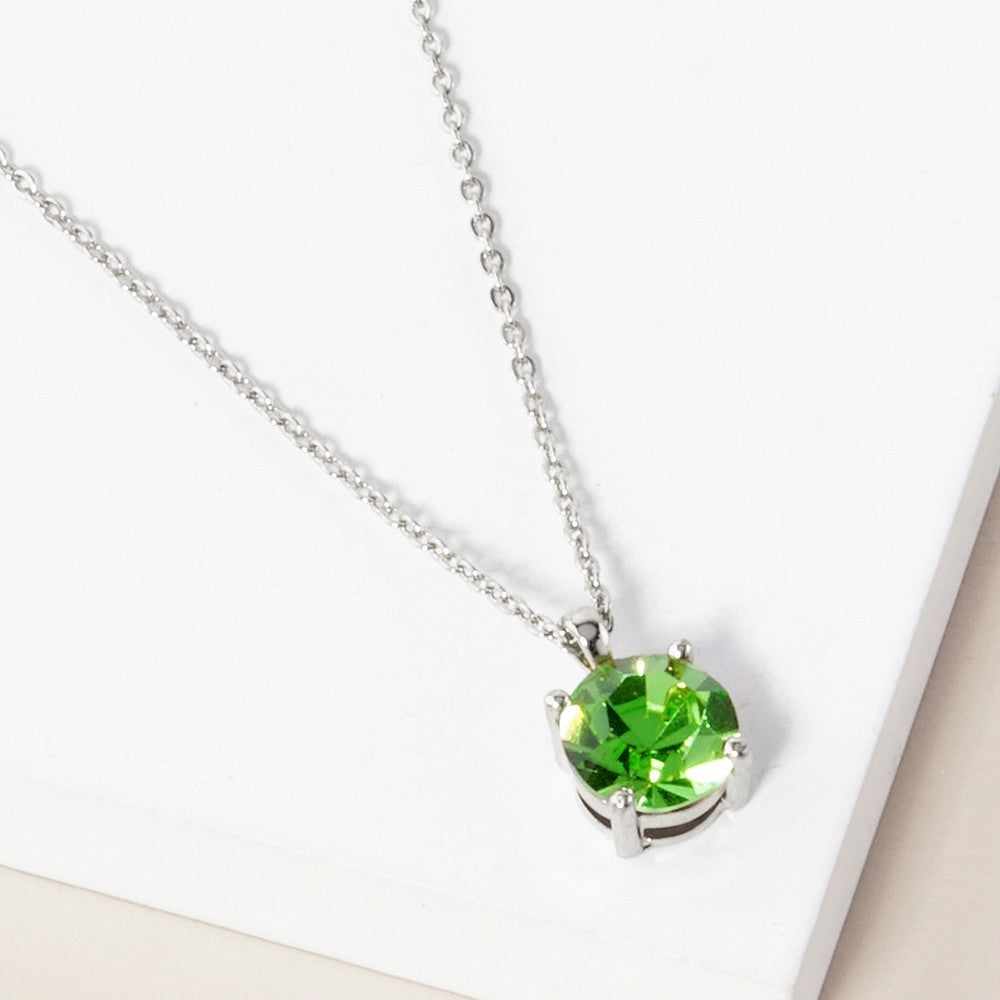 Women’s August Birthstone Pendant Necklace Peridot Crystal Jewelry Gift Green